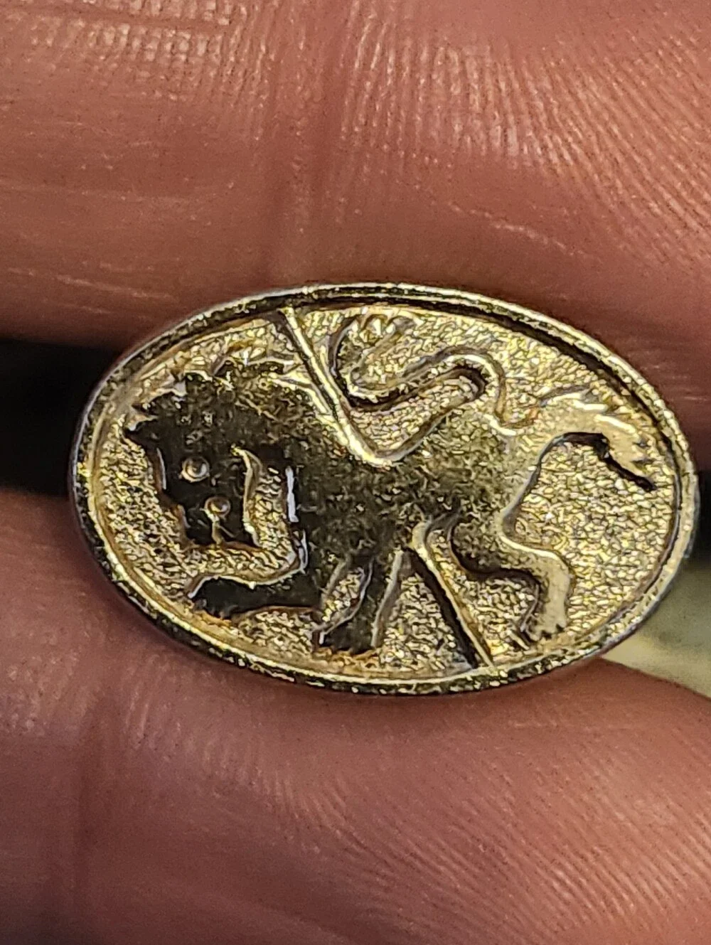 Gold-Tone Lion Oval Cufflinks